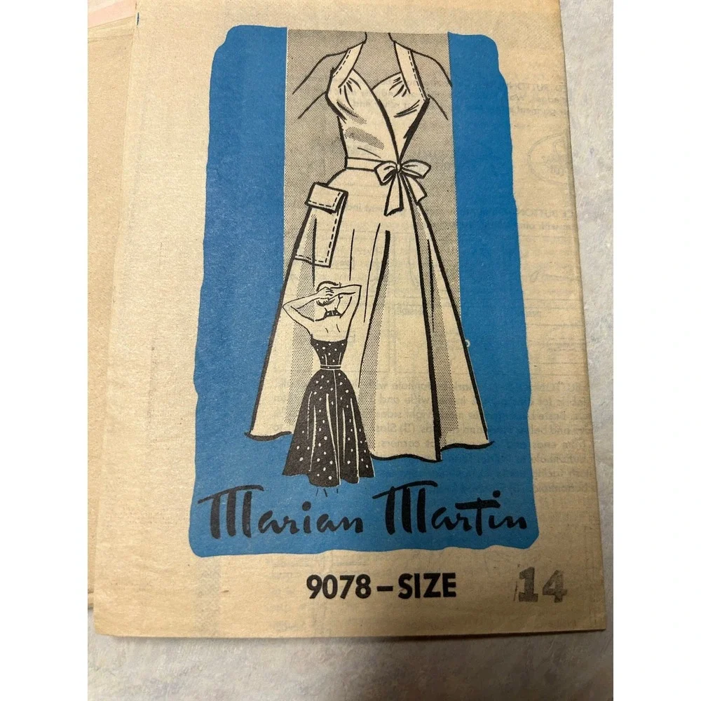 Vintage 1940's-50's Marian Martin Pattern #9078 Halter Wrap Dress Size 14 UNUSED